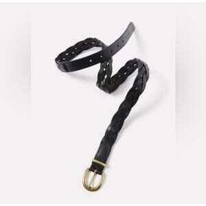 Evereve Jessa Black Braided Leather belt M/L